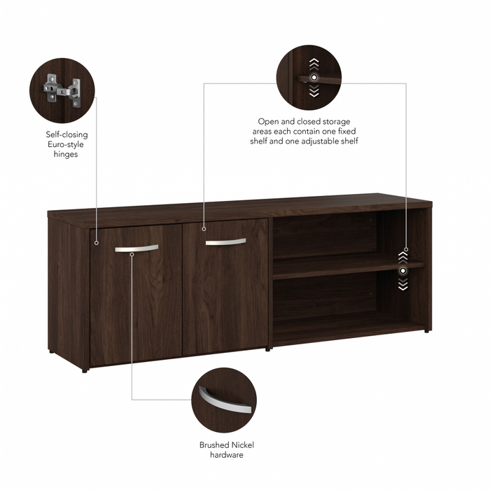 Studio C Low Storage Cabinet with Doors and Shelves