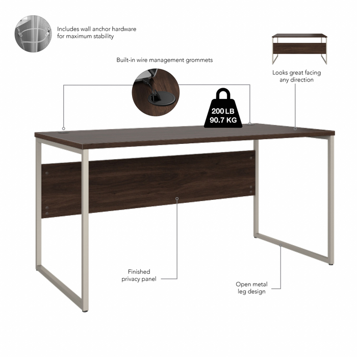 Hybrid 60W x 30D Computer Table Desk with Metal Legs