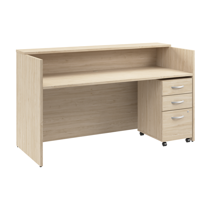 Arrive 72W x 30D Reception Desk with Shelf and Mobile File Cabinet
