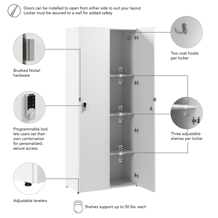 Assure Single Tier 2 Door Storage Locker with Keypad Locks