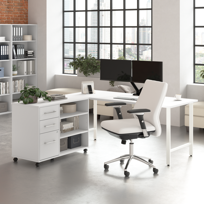 Hustle 72W x 30D Computer Desk and Storage Cabinet with Drawers and Shelves