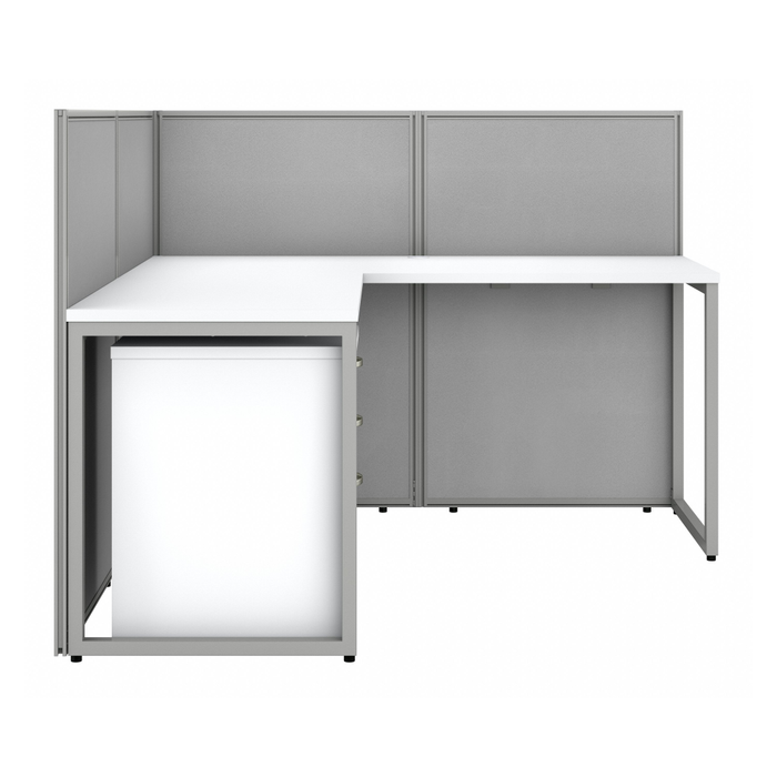 Easy Office 60-inch 2 Person L Shaped Cubicle Desk with Drawers and Low Panels