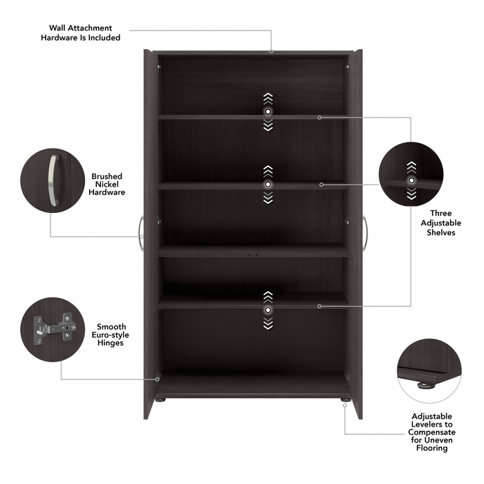 Universal Tall Storage Cabinet with Doors and Shelves