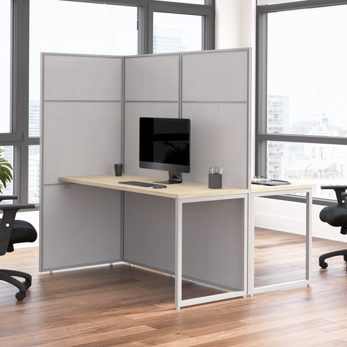 Easy Office 60W 2 Person Cubicle Desk Workstation with 66H Panels