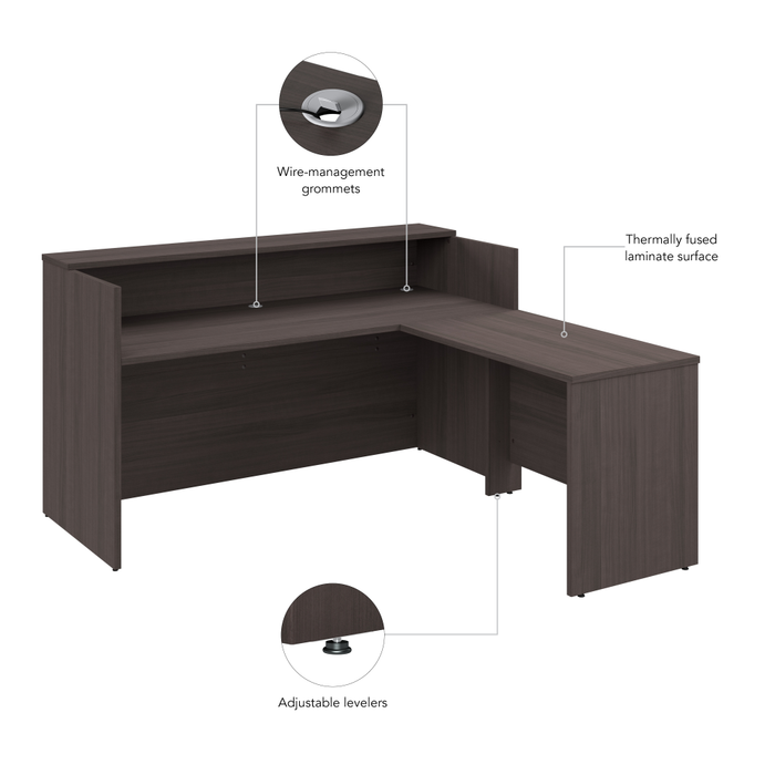 Arrive 72W x 72D L Shaped Reception Desk with Shelf