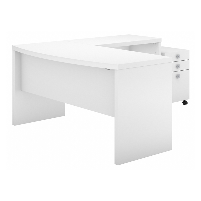 Echo L Shaped Bow Front Desk with Mobile File Cabinet