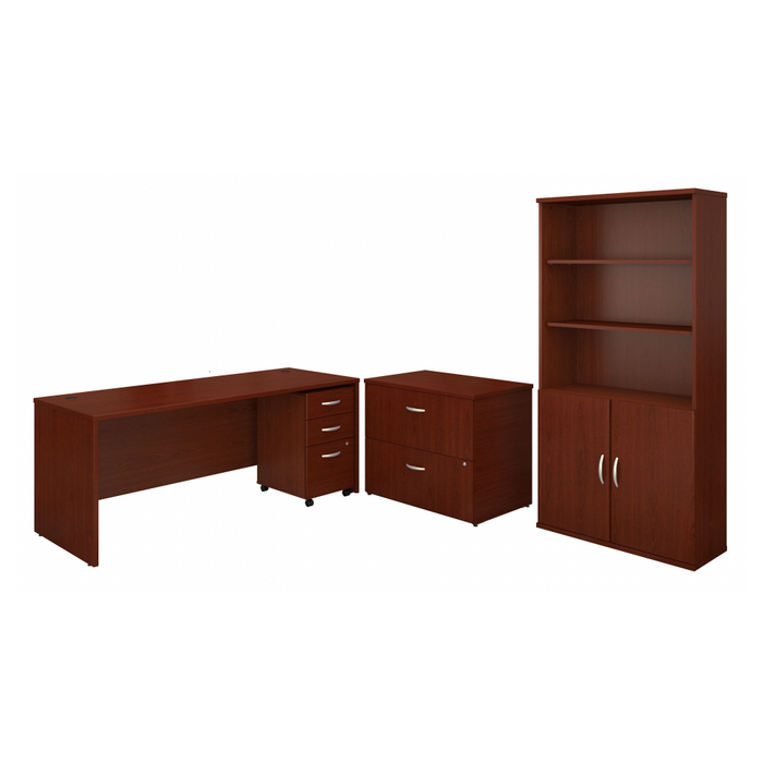 Series C 72W Office Desk with Bookcase and File Cabinets