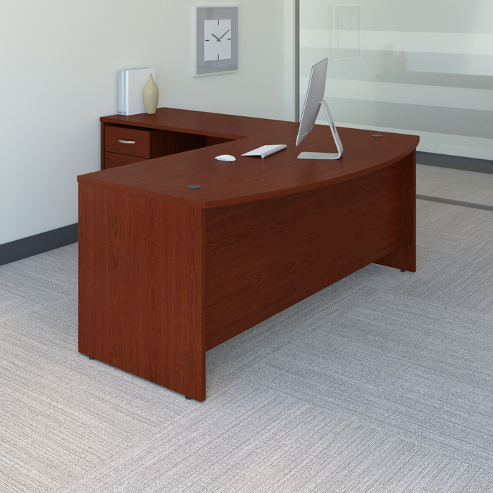 Series C 72W Bow Front L Shaped Desk with 48W Return and Mobile File Cabinet