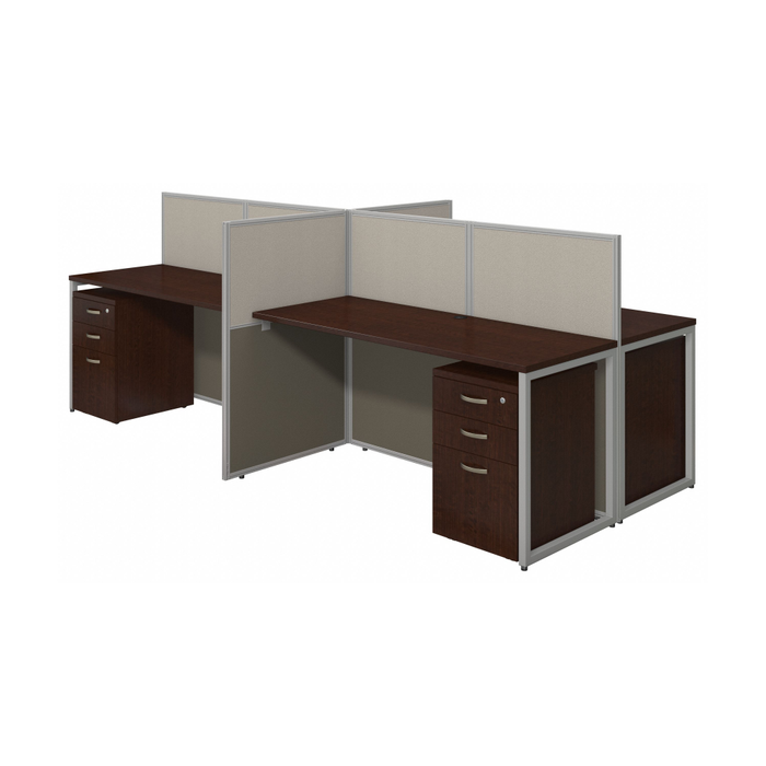 Easy Office 60-inch 4 Person Cubicle Desk with Drawers and Low Panels