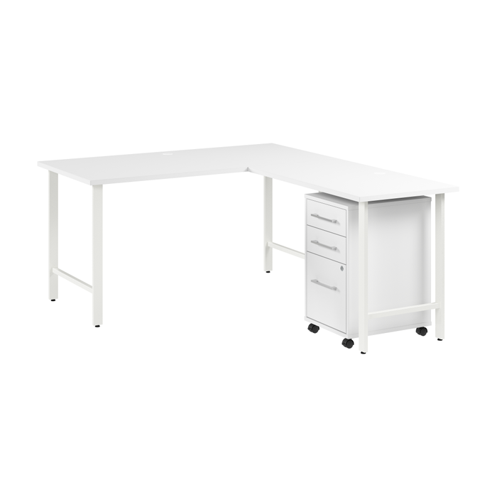 Hustle 60W x 30D L Shaped Computer Desk with 3 Drawer Mobile File Cabinet