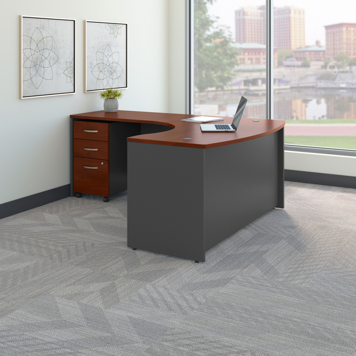 Series C Left Handed L Shaped Desk with Mobile File Cabinet