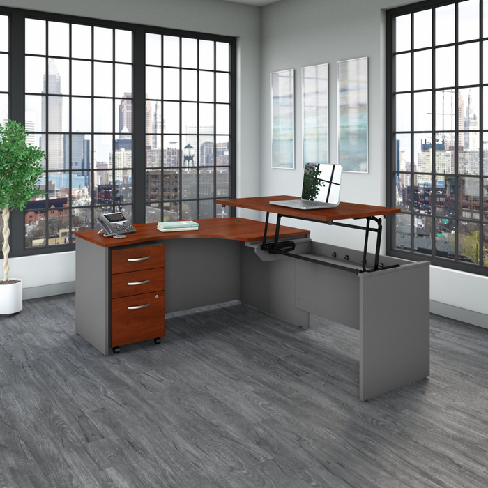 Series C 60W x 43D Right Hand 3 Position Sit to Stand L Shaped Desk with Mobile File Cabinet