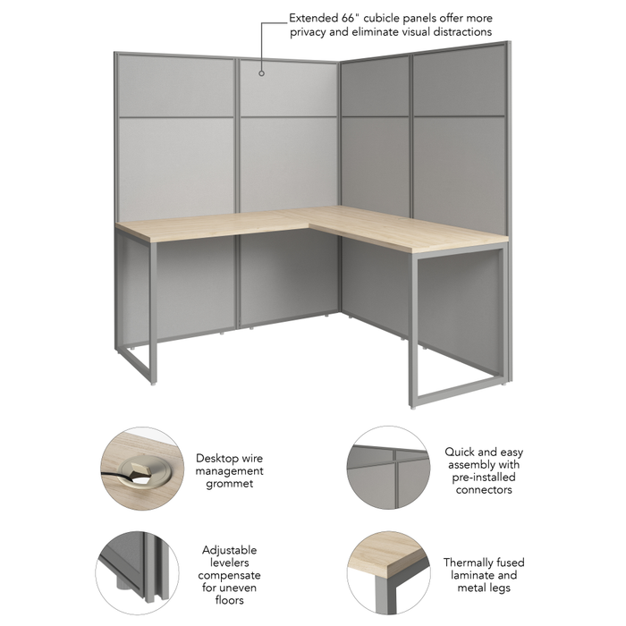 Easy Office 60W L Shaped Cubicle Desk Workstation with 66H Panels