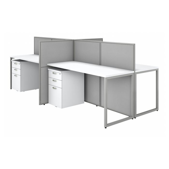 Easy Office 60-inch 4 Person Cubicle Desk with Drawers and Low Panels