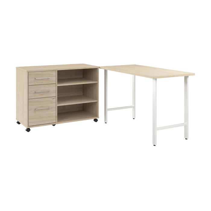 Hustle 48W x 24D Computer Desk and Storage Cabinet with Drawers and Shelves