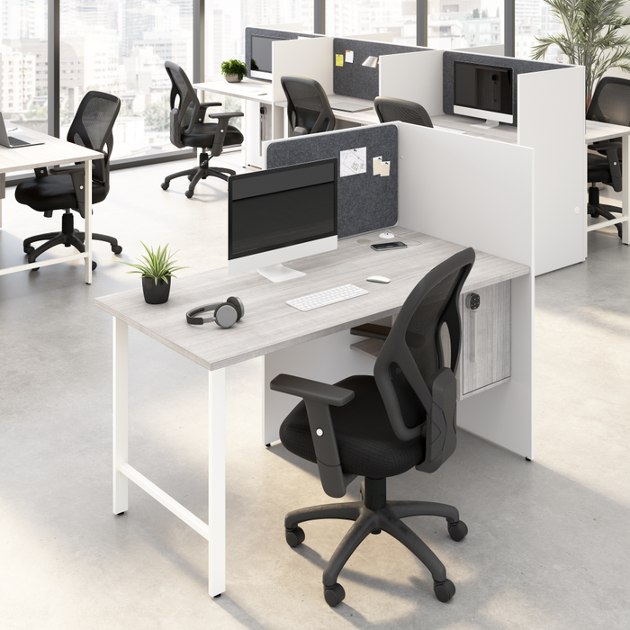 Hustle 60-inch Cubicle Desk for Office with Locking Storage Cabinet