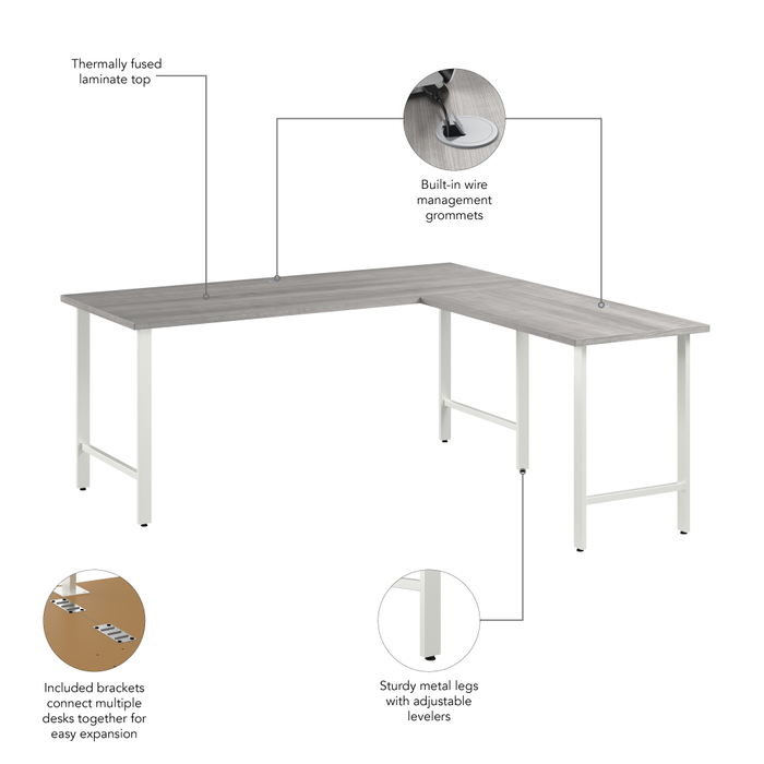 Hustle 72W x 30D L Shaped Computer Desk with Metal Legs