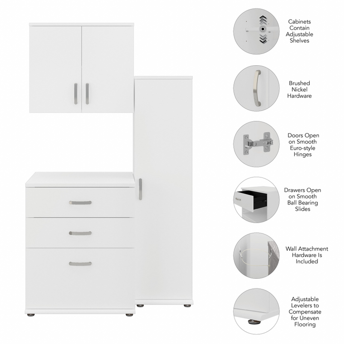 Universal 44W 3 Piece Modular Storage Set with Floor and Wall Cabinets