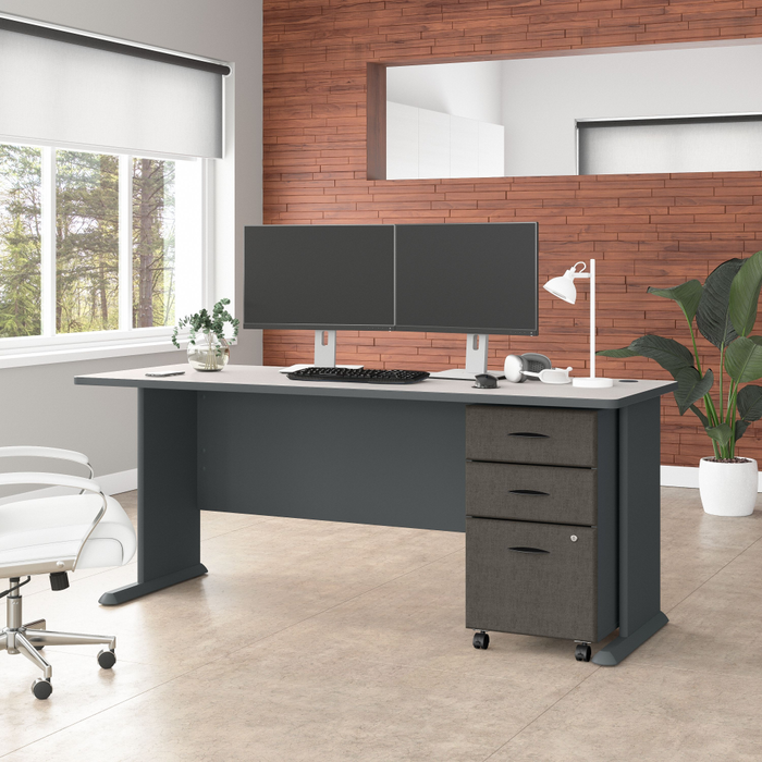 Series A 72W Desk with Mobile File Cabinet