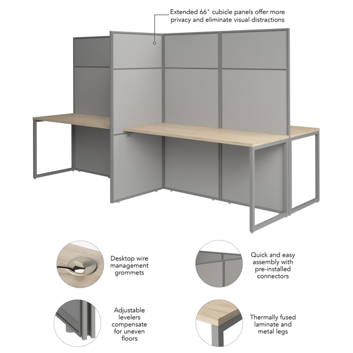 Easy Office 60-inch 4 Person Cubicle Desk with Tall Panels
