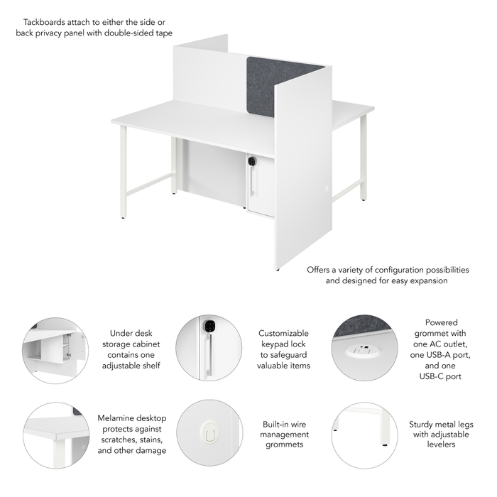 Hustle 60-inch 2 Person Office Cubicles with Locking Storage Cabinet