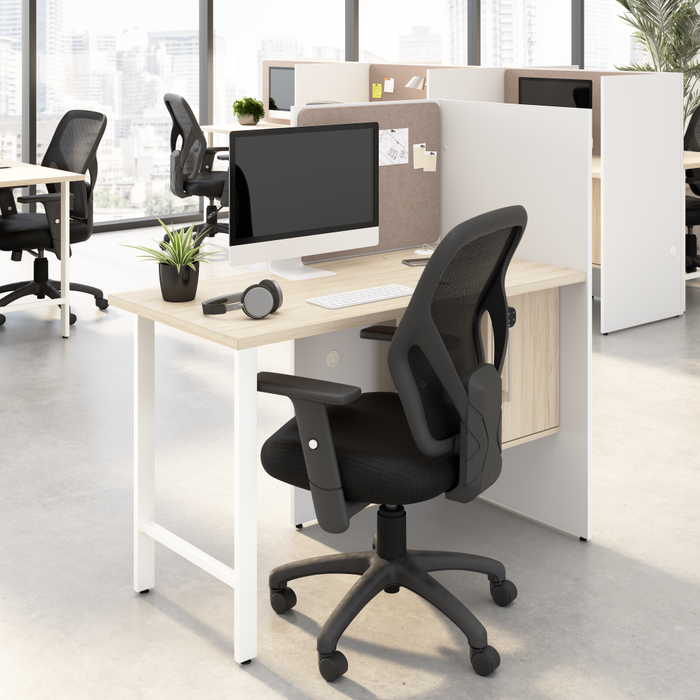 Hustle 48-inch Cubicle Desk for Office with Locking Storage Cabinet