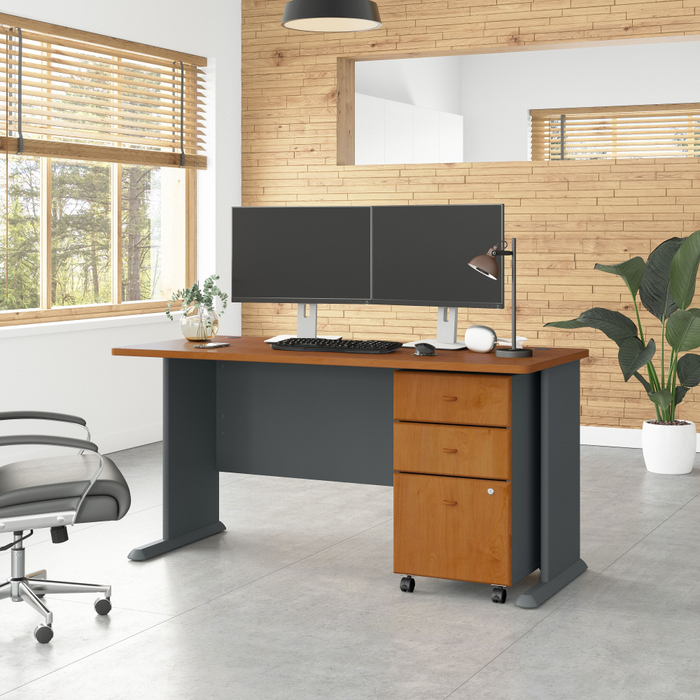 Series A 60W Desk with Mobile File Cabinet