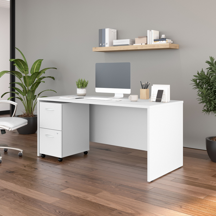 Studio C 66W x 30D Office Desk with 2 Drawer Mobile File Cabinet