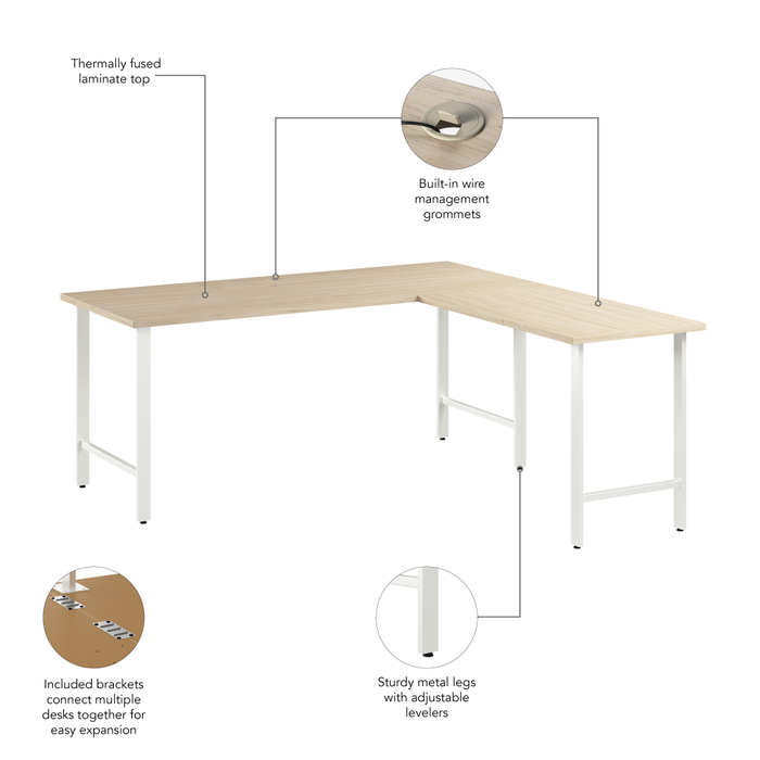 Hustle 72W x 30D L Shaped Computer Desk with Metal Legs