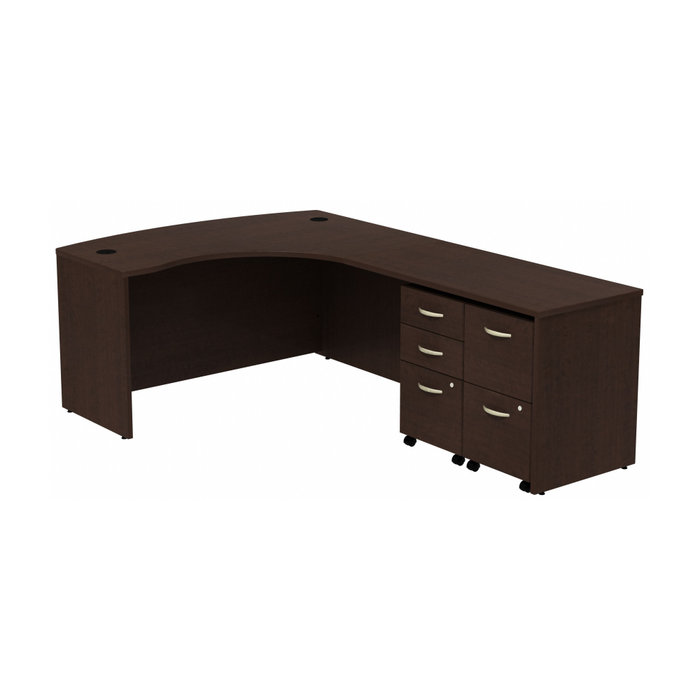 Series C Bow Front Right Handed L Shaped Desk with 2 Mobile Pedestals