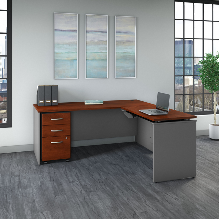 Series C 72W x 30D 3 Position Sit to Stand L Shaped Desk with Mobile File Cabinet