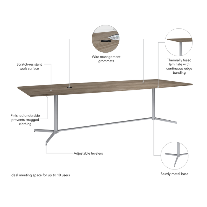 120-inch Office Conference Table with Metal Base