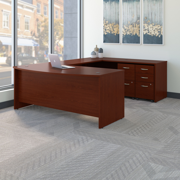 Series C 72W x 36D Bow Front U Shaped Desk with Mobile File Cabinets