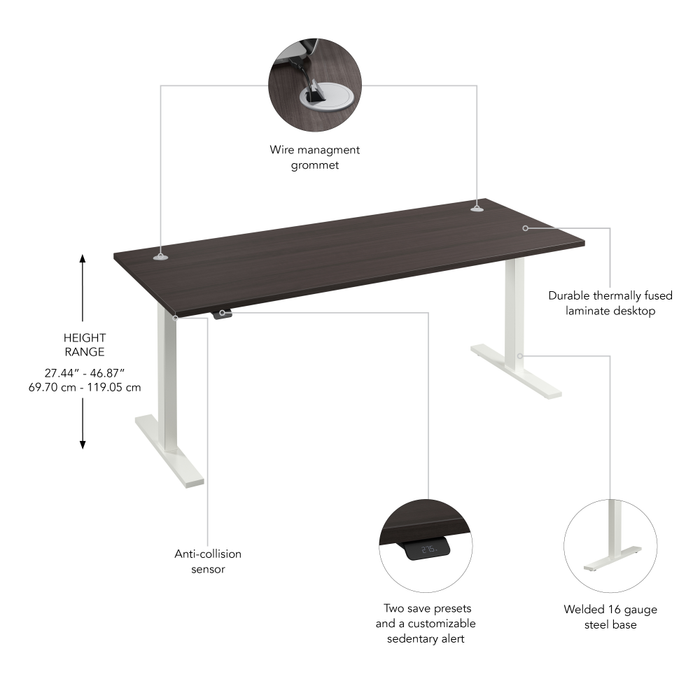 Move 60 Series 72W x 30D Electric Height Adjustable Standing Desk