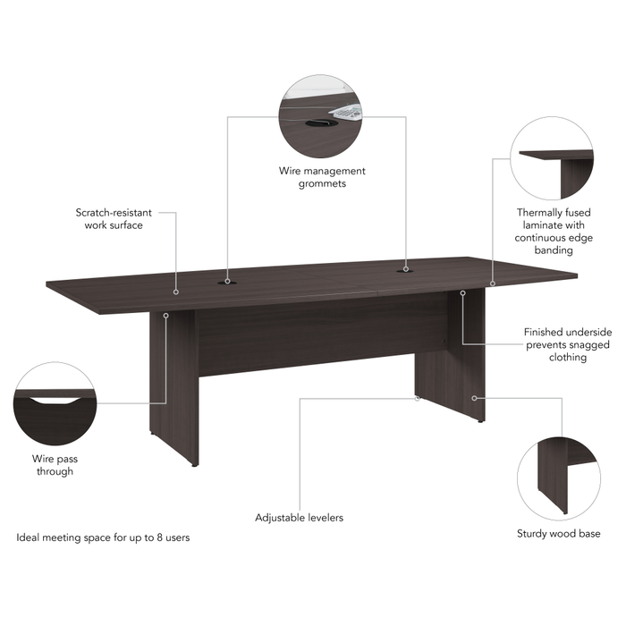96-inch Office Conference Table with Wood Base