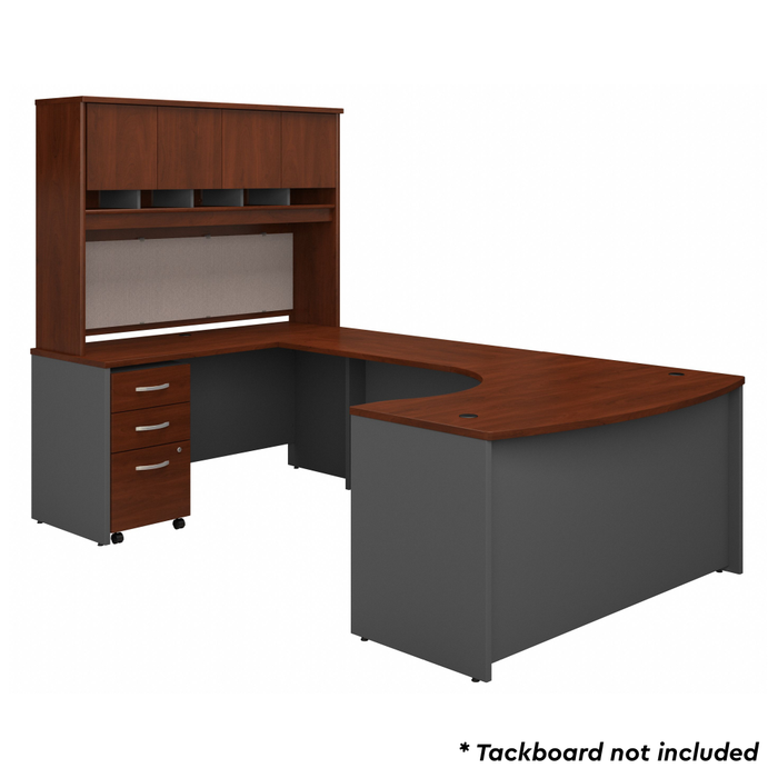Series C 60W Left Handed Bow Front U Shaped Desk with Hutch and Storage