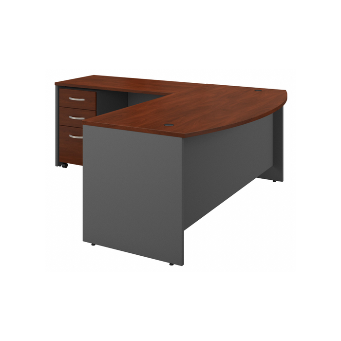 Series C 72W Bow Front L Shaped Desk with 48W Return and Mobile File Cabinet