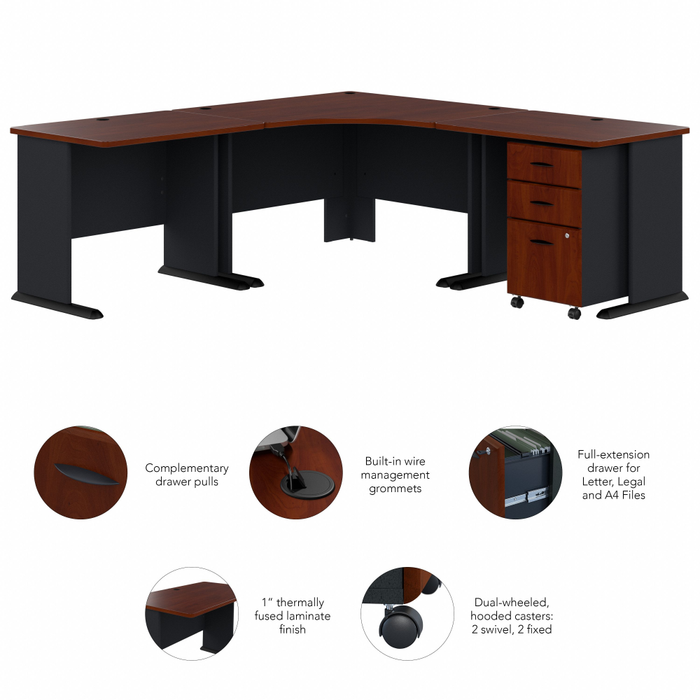 Series A 84W x 84D Corner Desk with Mobile File Cabinet