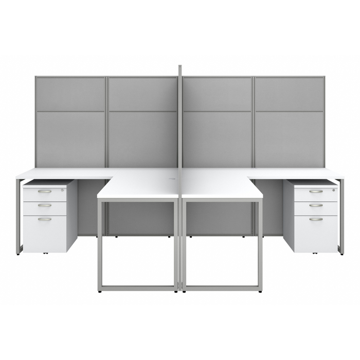 Easy Office 60W 4 Person L Shaped Cubicle Desk with Drawers and 66H Panels