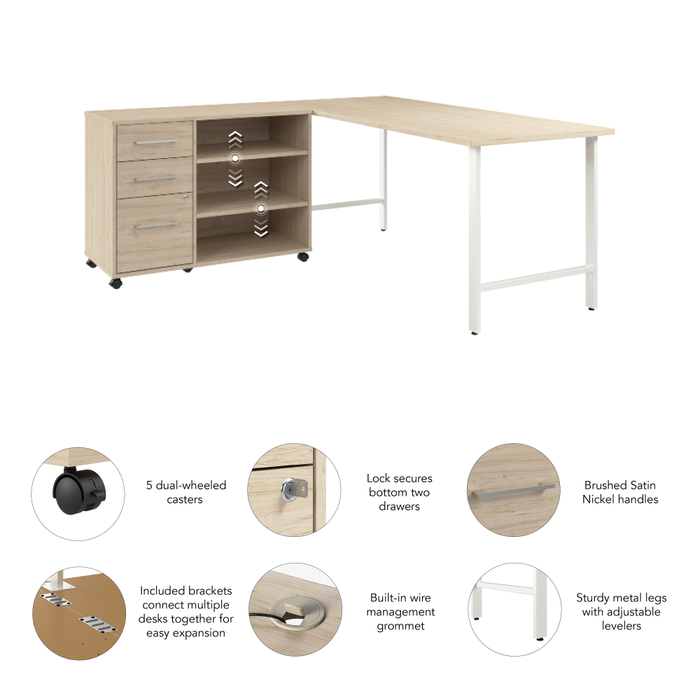 Hustle 72W x 30D Computer Desk and Storage Cabinet with Drawers and Shelves