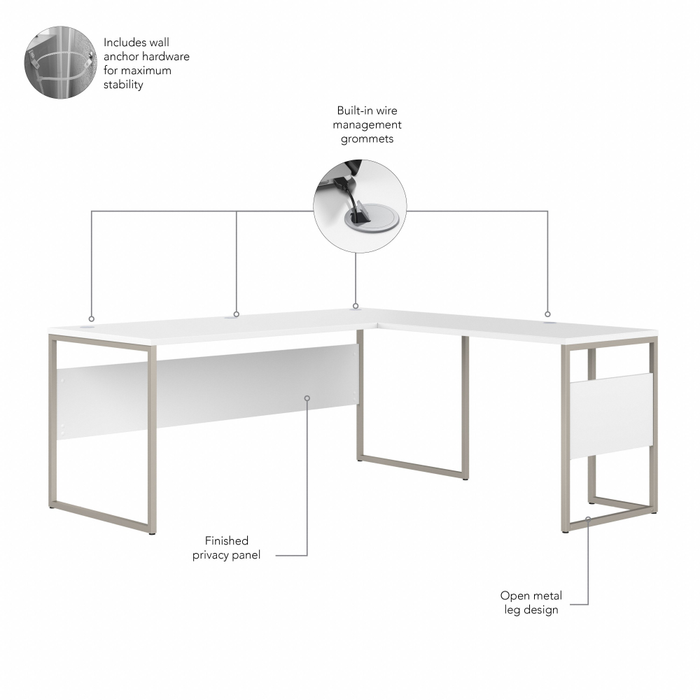 Hybrid 72W x 30D L Shaped Table Desk with Mobile File Cabinet