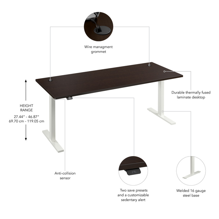 Move 60 Series 72W x 30D Electric Height Adjustable Standing Desk