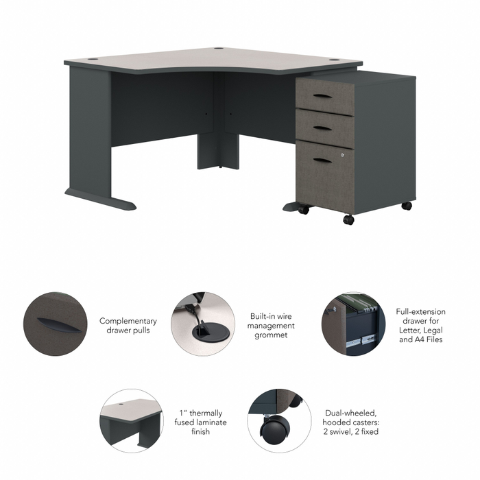 Series A 48W Corner Desk with Mobile File Cabinet