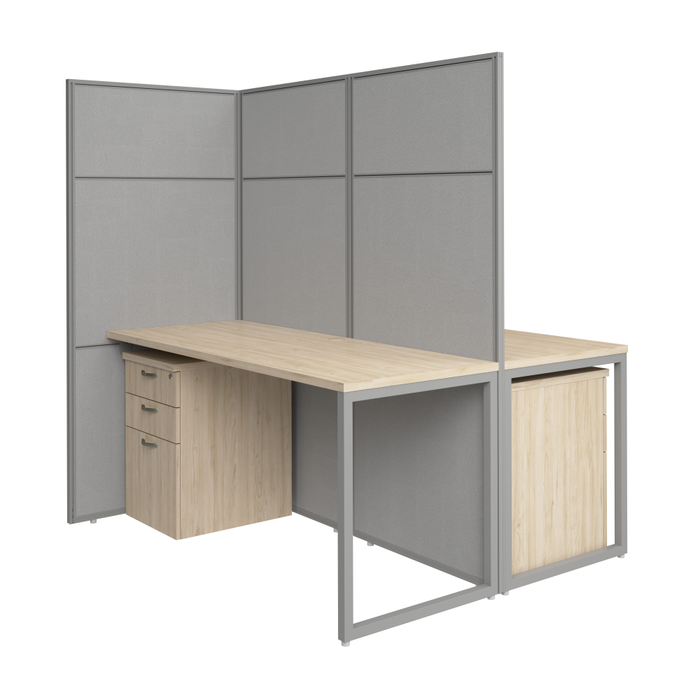 Easy Office 60W 2 Person Cubicle Desk with File Cabinets and 66H Panels