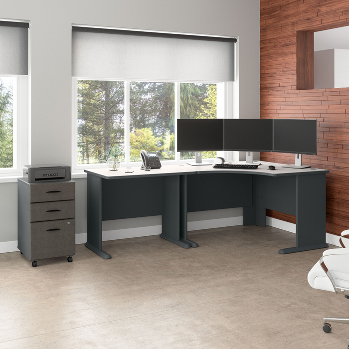 Series A 48W Corner Desk with 36W Return and Mobile File Cabinet