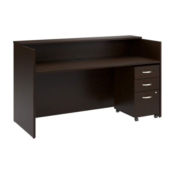 Arrive 72W x 30D Reception Desk with Shelf and Mobile File Cabinet