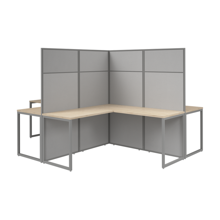 Easy Office 60W 4 Person L Shaped Cubicle Desk Workstation with 66H Panels