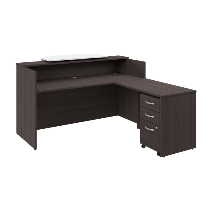 Arrive 72W x 72D L Shaped Reception Desk with Counter and Mobile File Cabinet