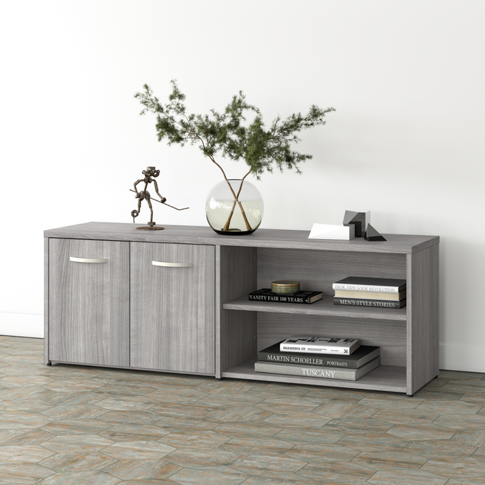 Studio A Low Storage Cabinet with Doors and Shelves