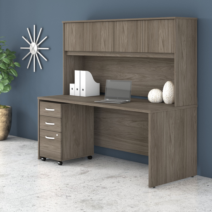 Studio C 72W x 30D Office Desk with Hutch and Mobile File Cabinet